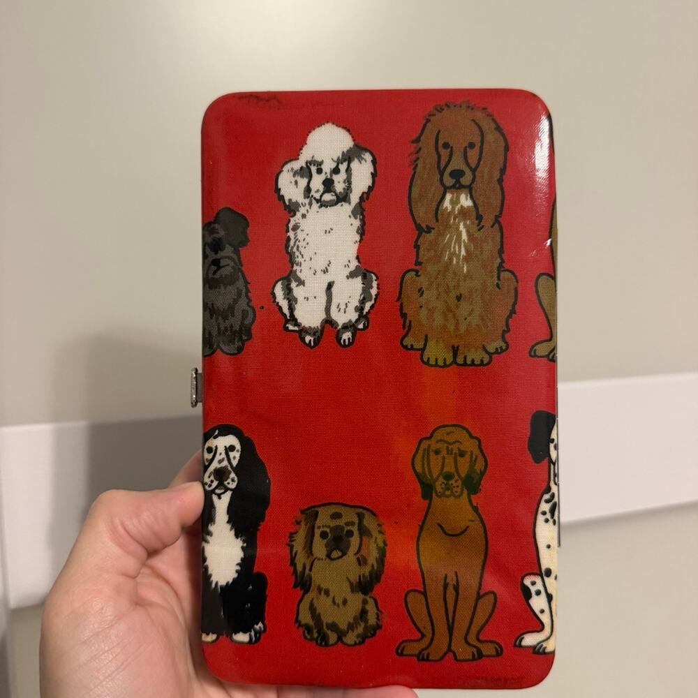 Kristine Accessories Flat Wallet Dogs Print Clasp
